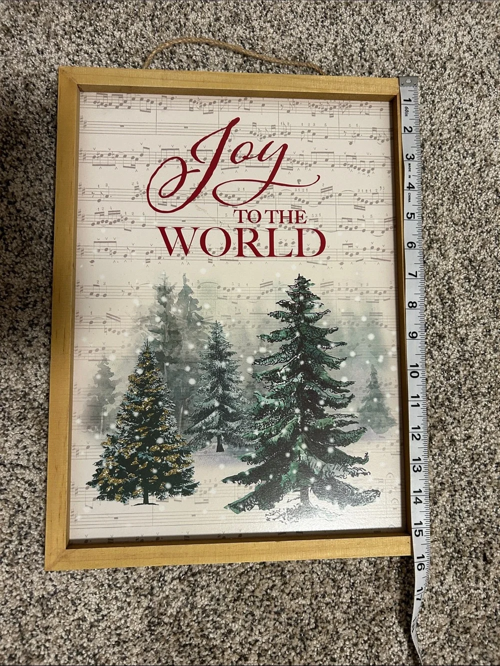 Christmas Joy to the World Framed Holiday Glitter Holiday Wall Hanging